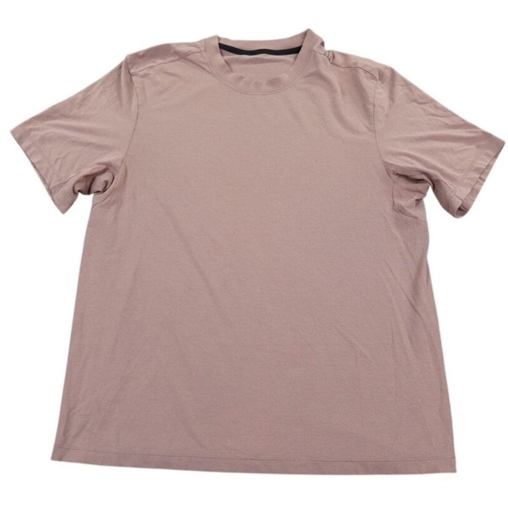 Lululemon Performance Shirt Mens Mauve Pink Logo Short Sleeve Activewear Gym Tee